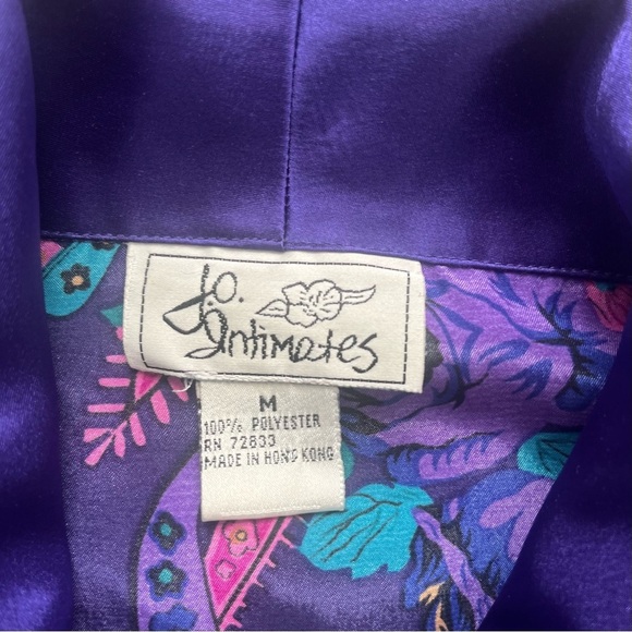 Jo Intimates casual purple floral pajama top Medium short sleeve button down - Picture 13 of 13
